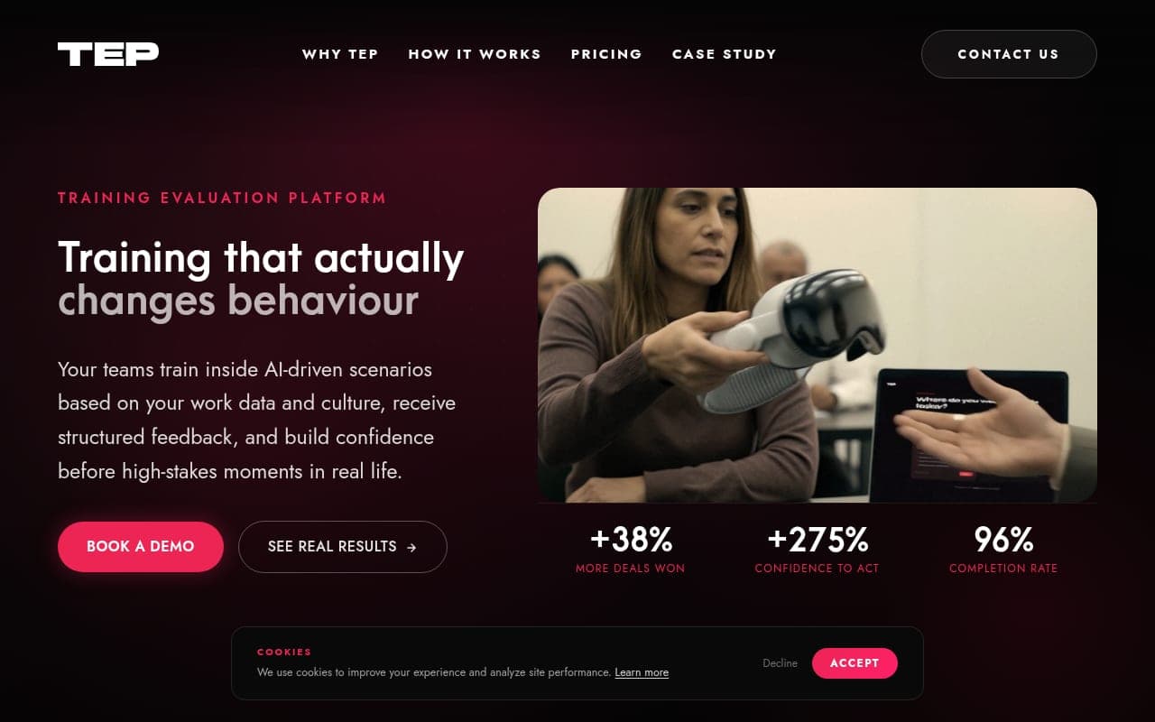 TEP - AI-driven training evaluation platform interface.